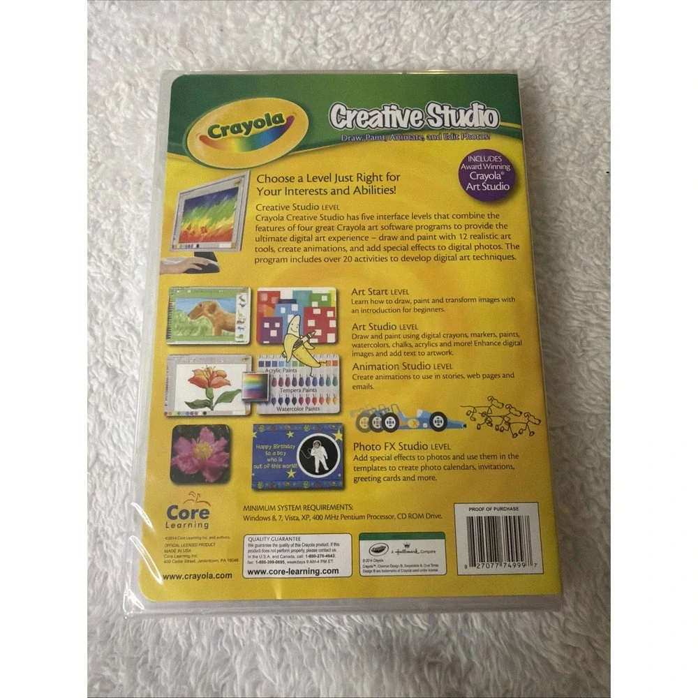 Crayola Creative Studio Draw, Paint, Animate and Edit Photos PC CD ROM NIP New
